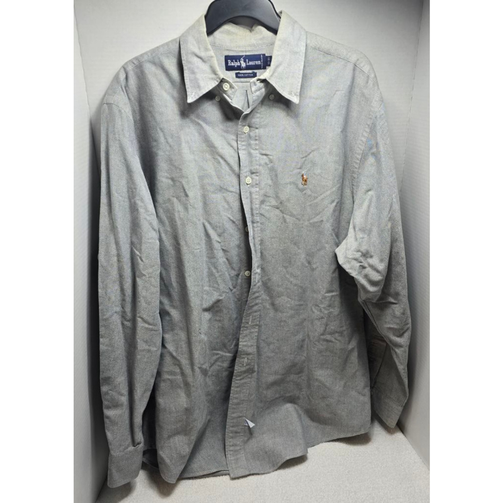 Men's Ralph Lauren Gray Casual Button Down Shirt Neck 17